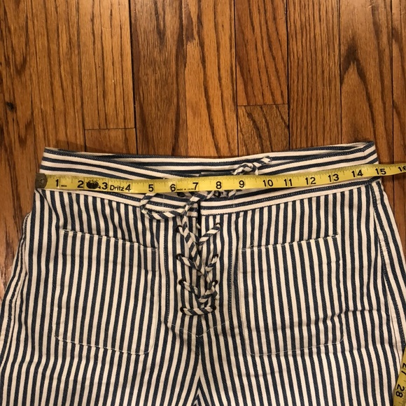 Madewell Wide Leg Blue & White Striped Cropped Pants Capri - Picture 10 of 11